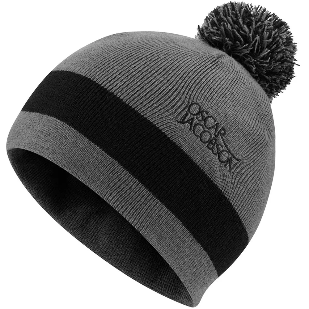 Oscar Jacobson Murray Knitted Bobble Hat - Pewter/Black