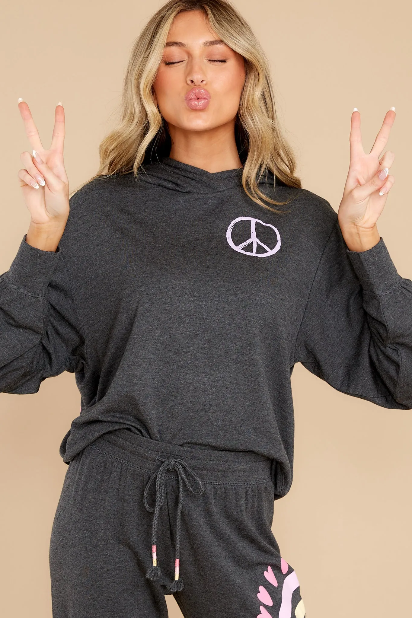 Peace And Love Heather Smoke Hoodie