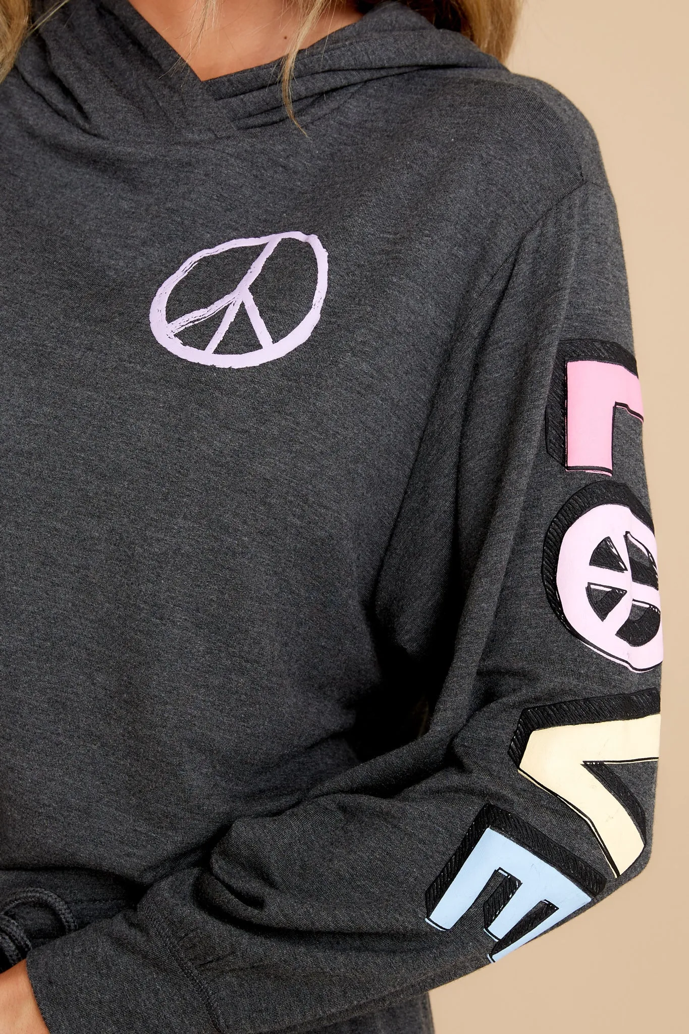 Peace And Love Heather Smoke Hoodie