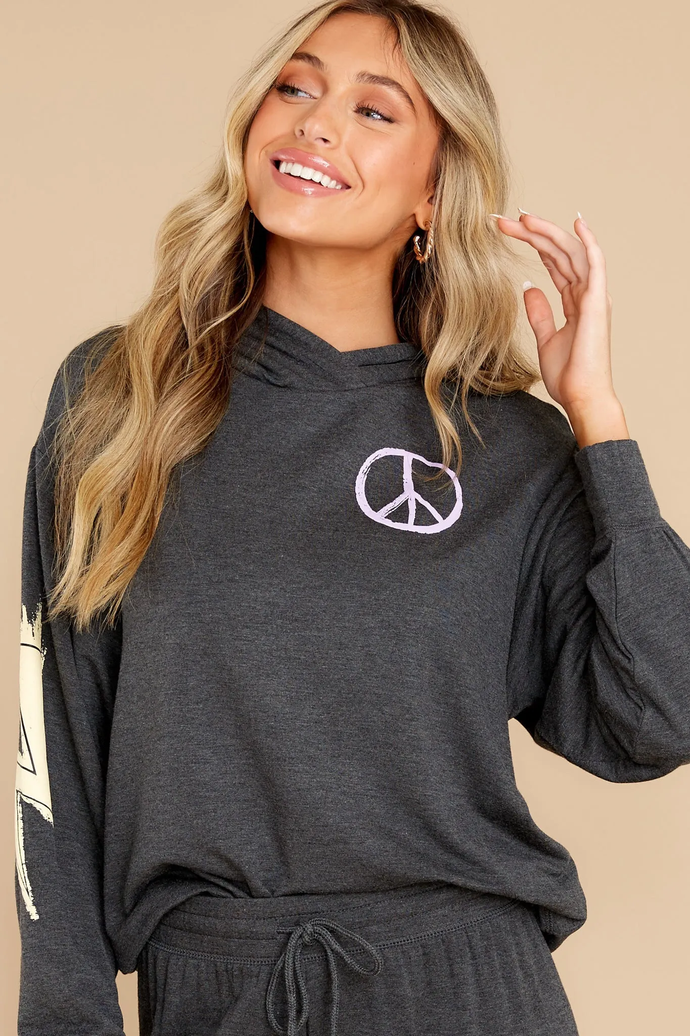 Peace And Love Heather Smoke Hoodie