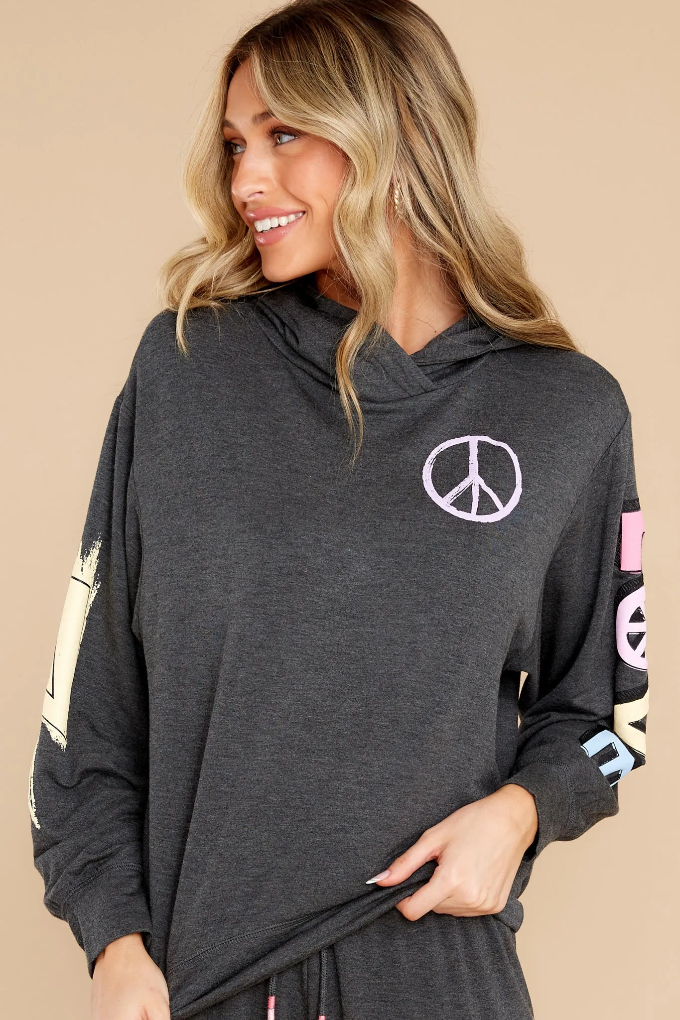 Peace And Love Heather Smoke Hoodie