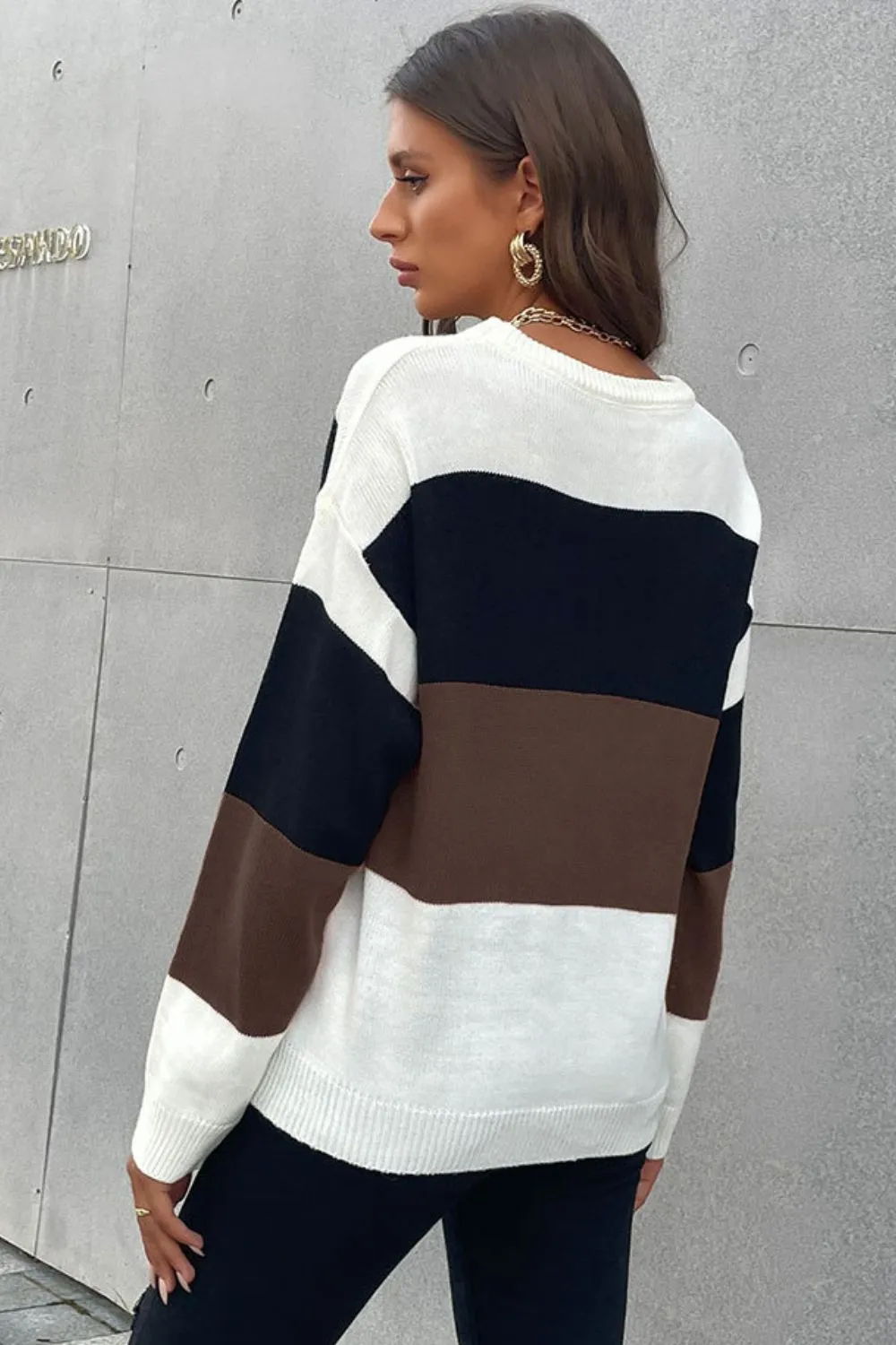 Perfee Longing For Fall Color Block Sweater