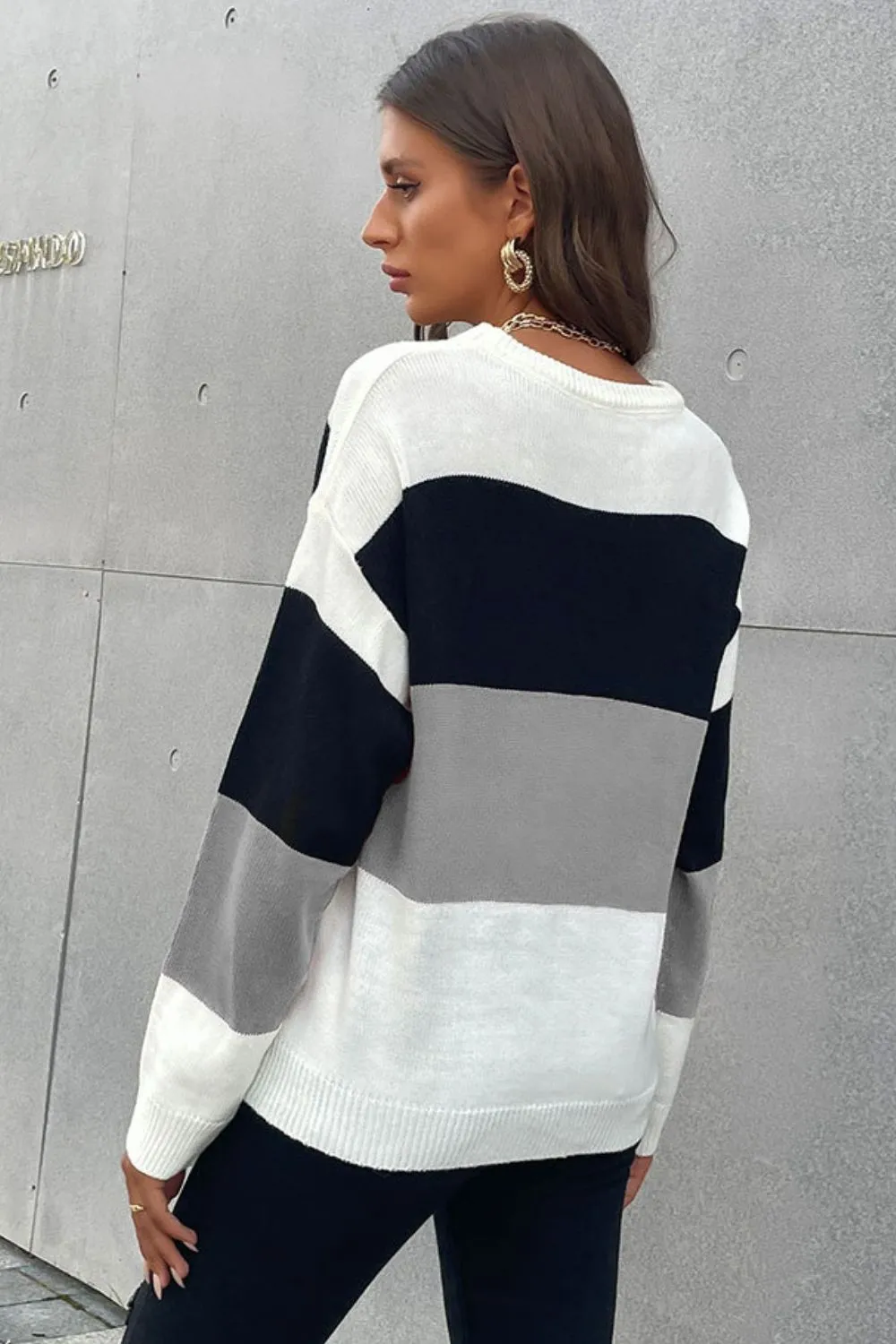 Perfee Longing For Fall Color Block Sweater