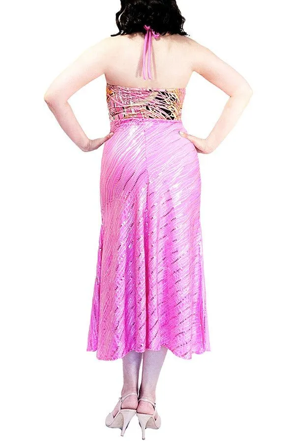 pink sequin STELLA tango dress with slits