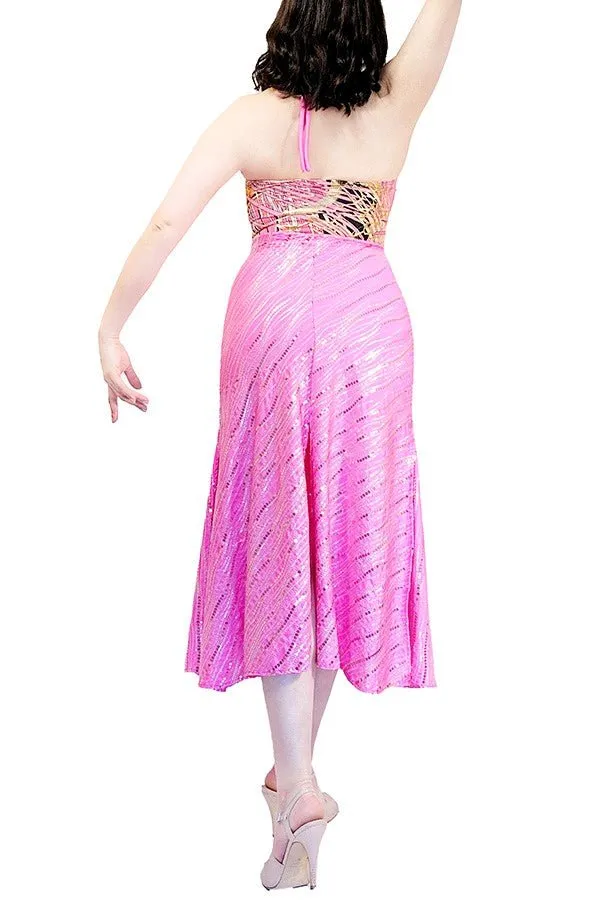 pink sequin STELLA tango dress with slits