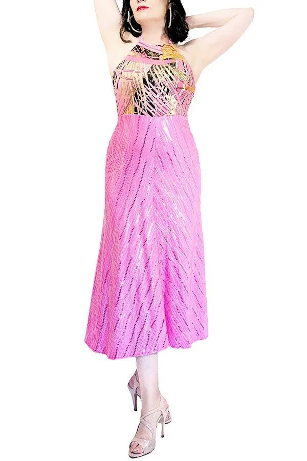 pink sequin STELLA tango dress with slits