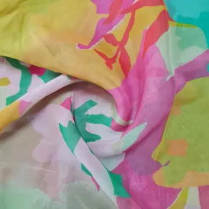 Premium Multicolour Abstract Print Organza  Fabric