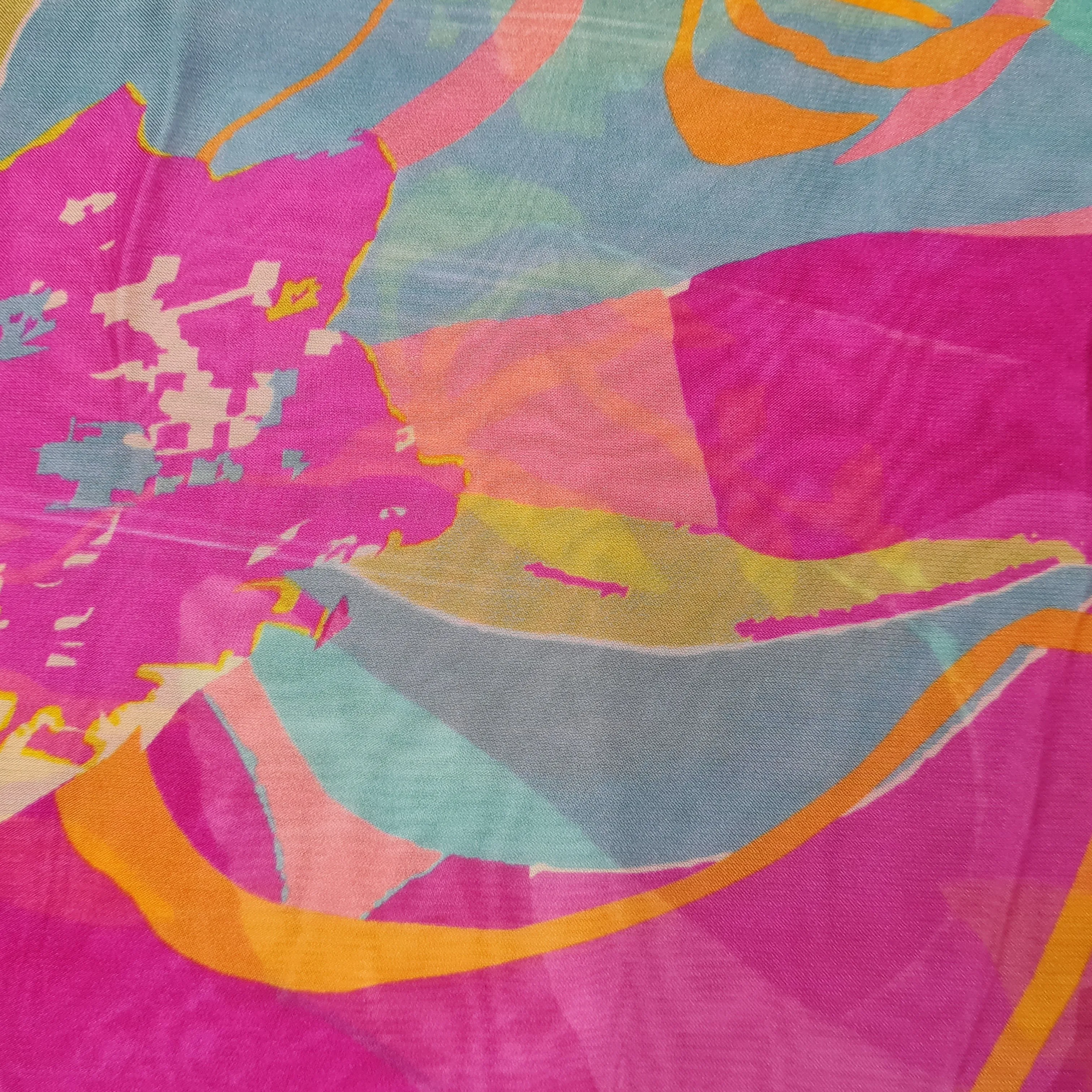 Premium Pink Abstract Print  Organza Fabric