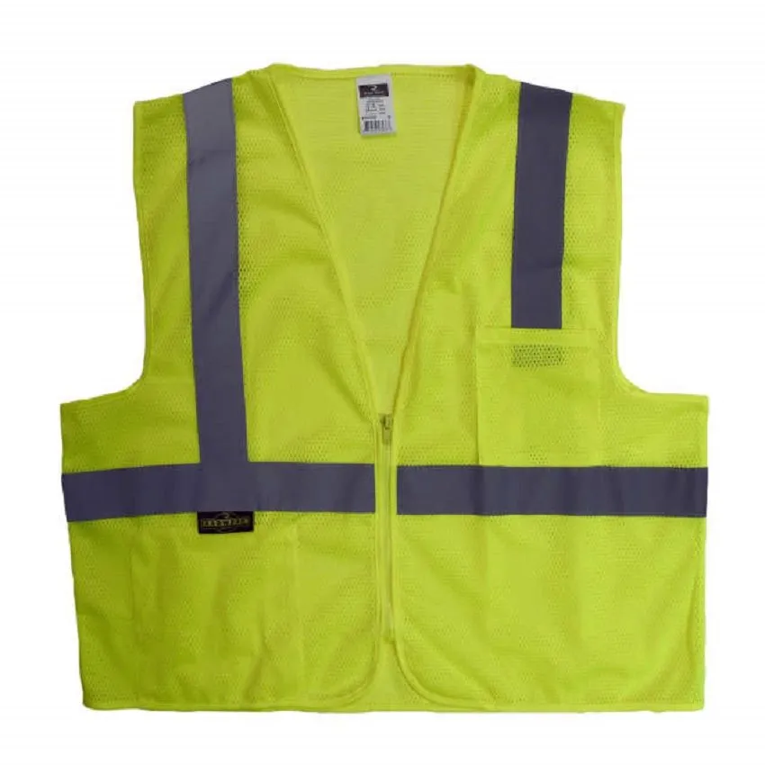 Radians SV2ZGM Economy Type R Class 2 Mesh Safety Vest with Zipper, Hi-Vis Yellow, 1 Each