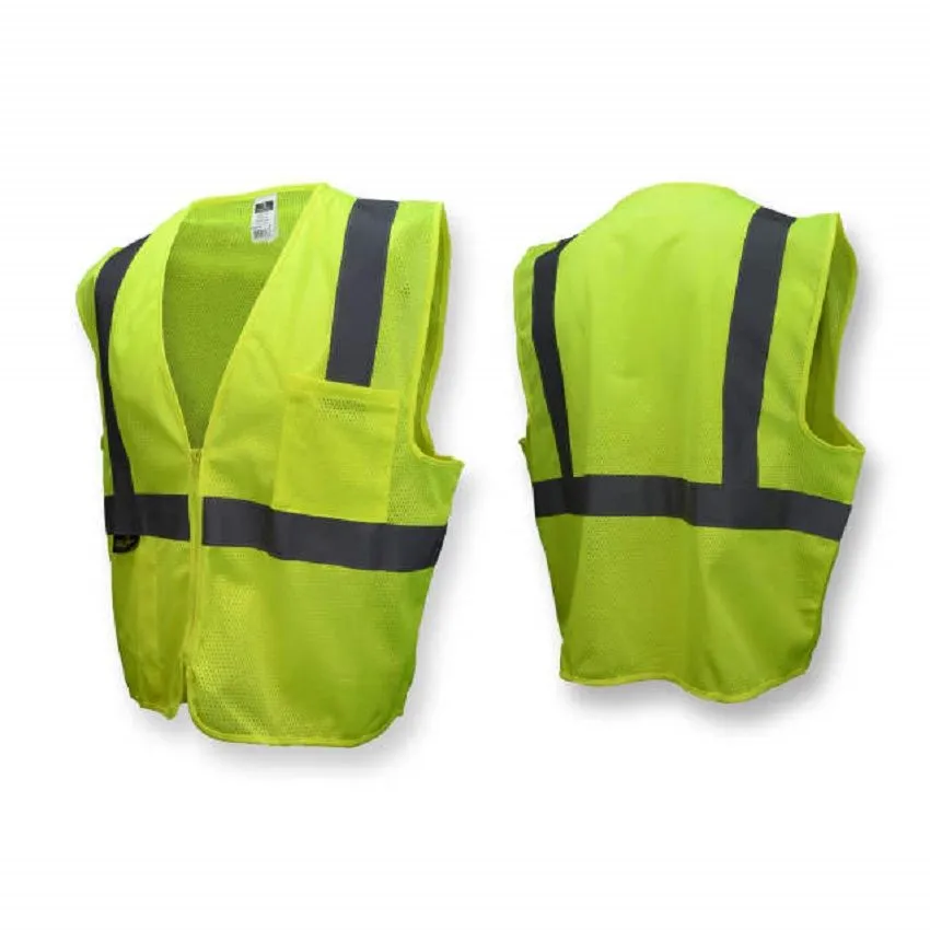 Radians SV2ZGM Economy Type R Class 2 Mesh Safety Vest with Zipper, Hi-Vis Yellow, 1 Each