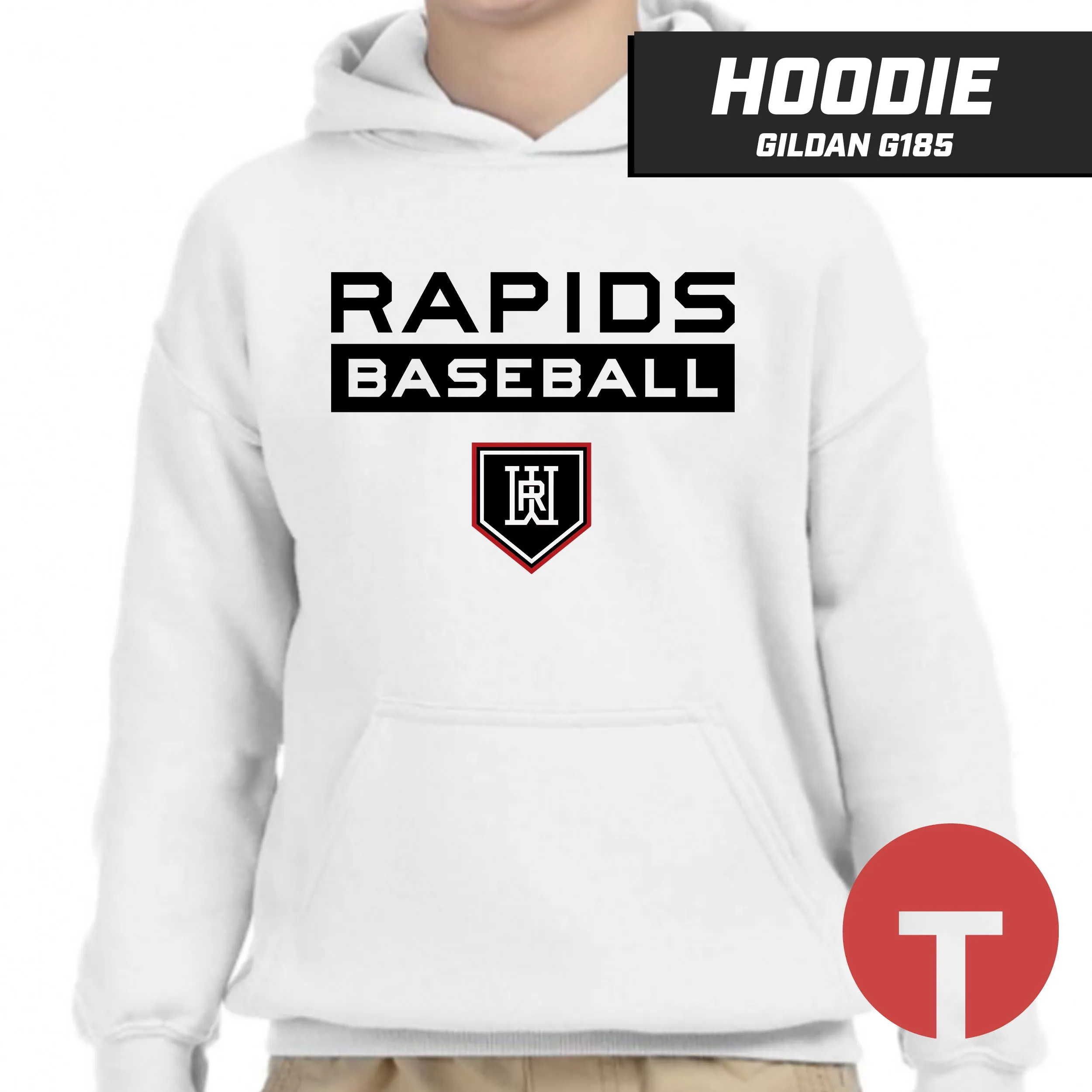 Rapids Baseball - Hoodie Gildan G185 - LOGO 4