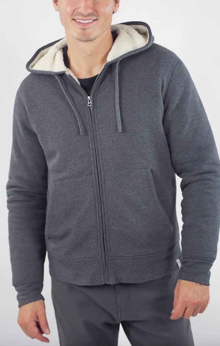 Recycled Jacquard Sherpa Lined Full Zip Hoodie