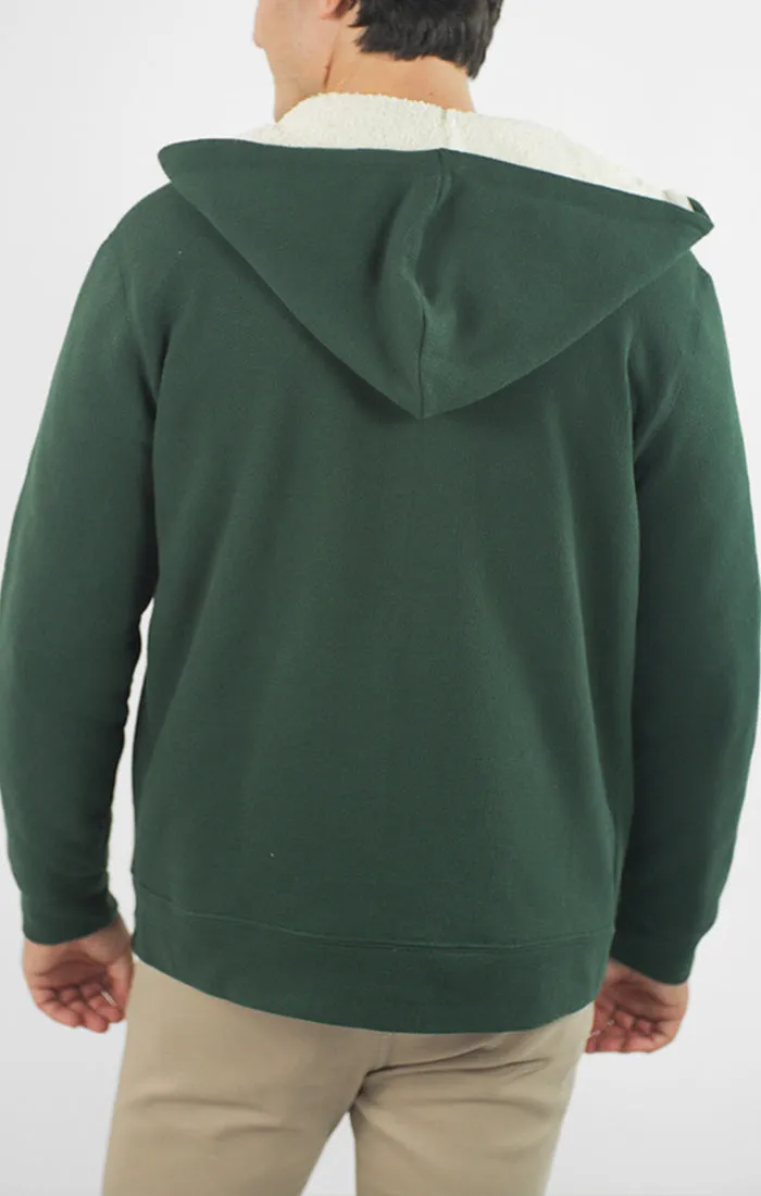 Recycled Jacquard Sherpa Lined Full Zip Hoodie