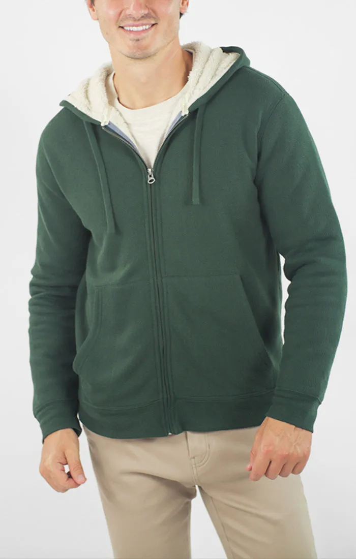 Recycled Jacquard Sherpa Lined Full Zip Hoodie