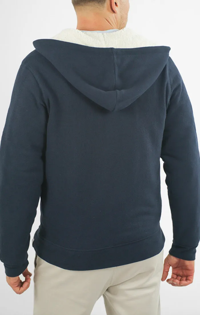 Recycled Jacquard Sherpa Lined Full Zip Hoodie