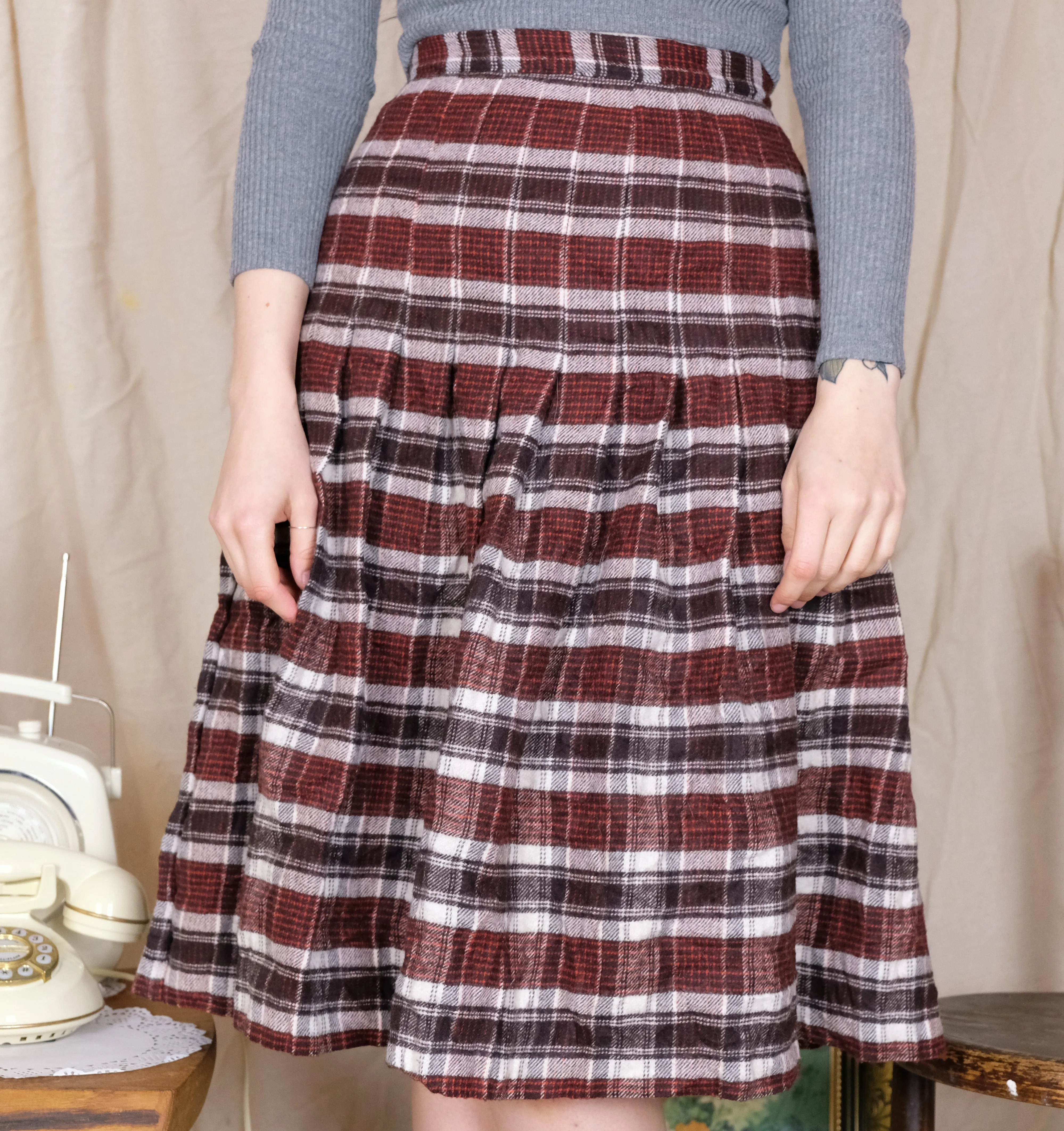 red tartan skirt -12