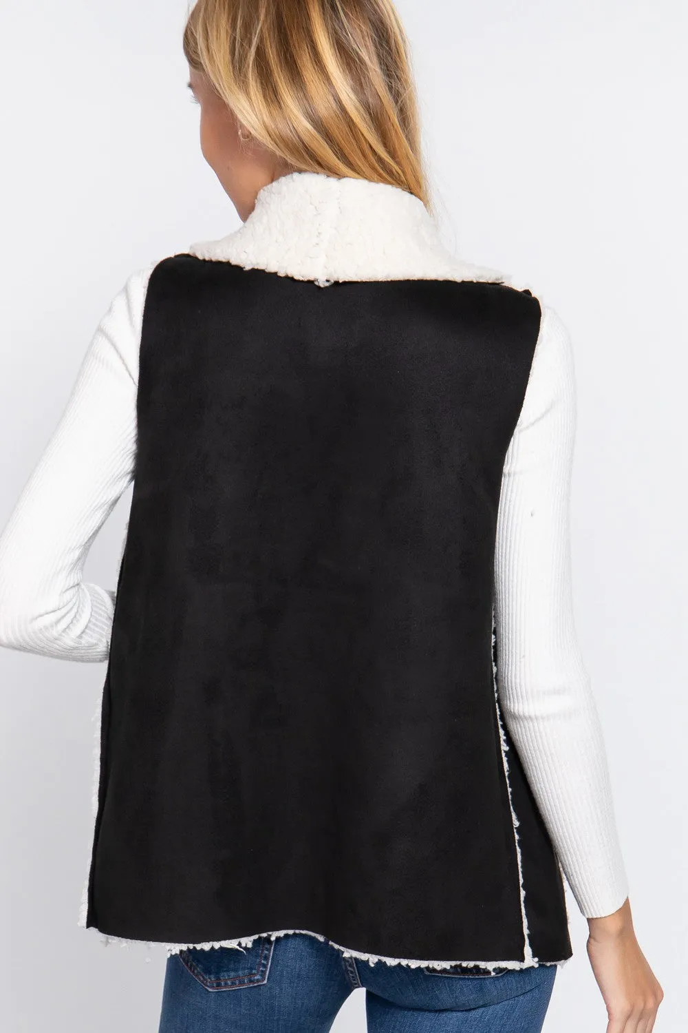 Reversible Shearling Suede & Faux Beckham Vest