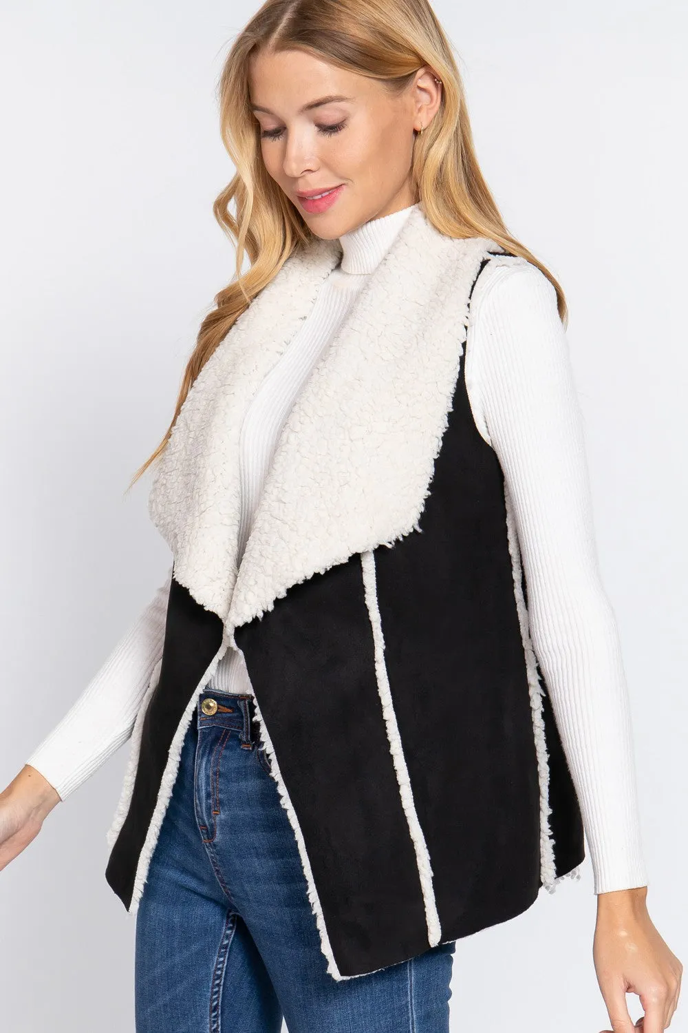 Reversible Shearling Suede & Faux Beckham Vest