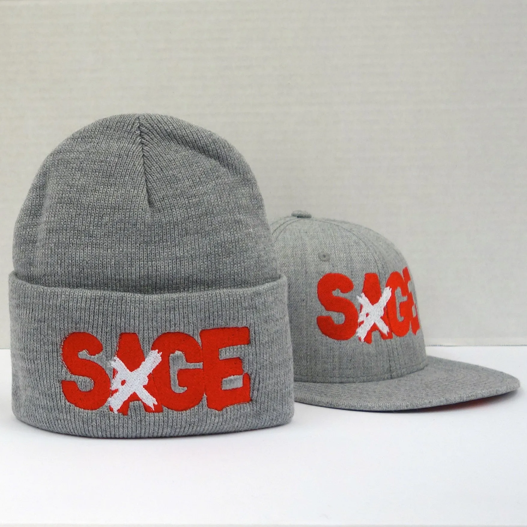 SAGE FRANCIS 'A Healthy Distrust' GREY Snapback Knit Hat 2-PACK