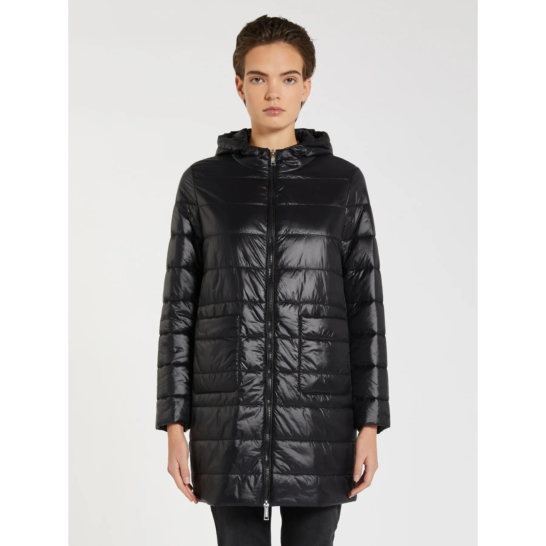 SALVIA 2 in 1 Wool Mix Coat and Quilted Jacket Black