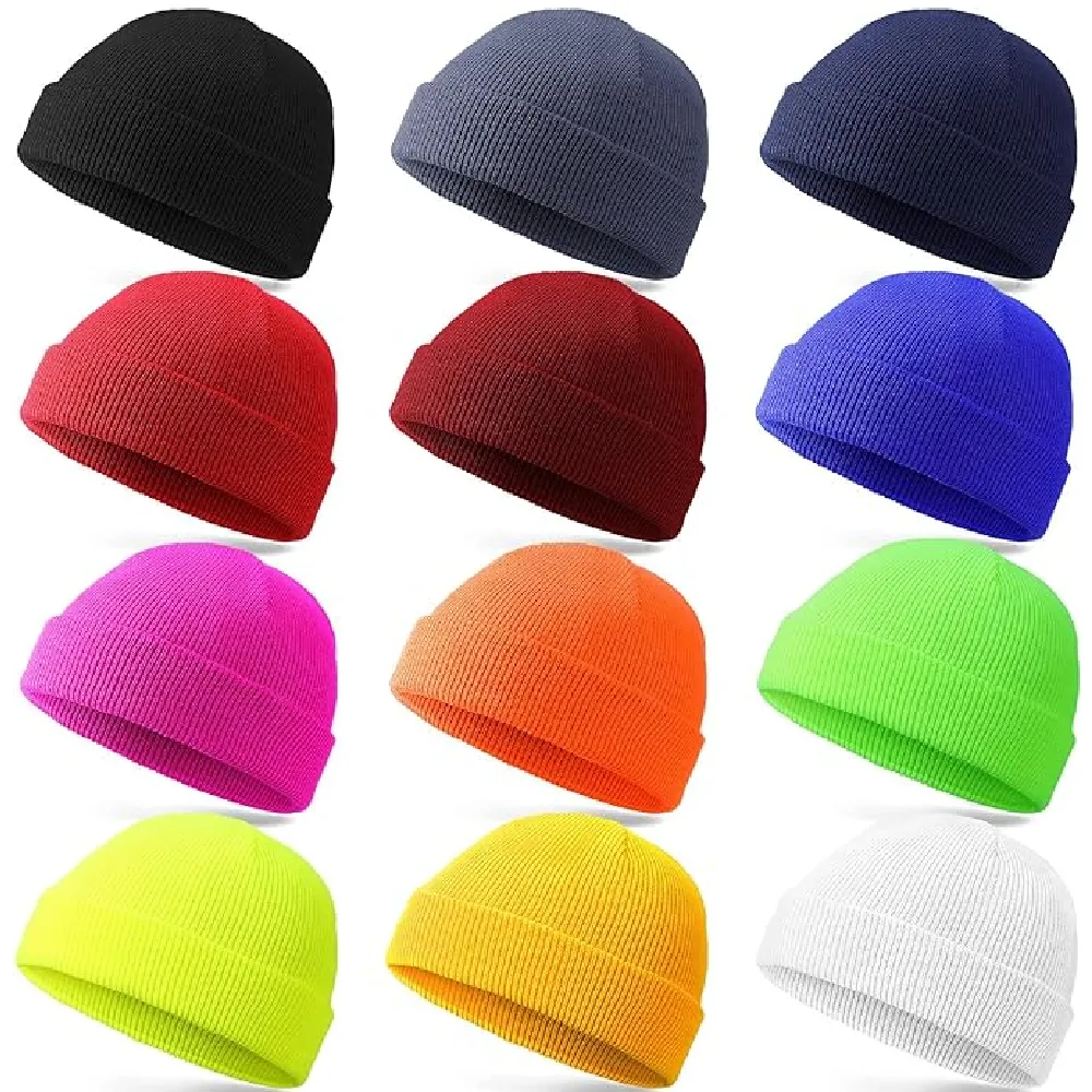 SATINIOR 12 Pieces Winter Beanie Hat Knitted Cuffed Skull Caps Unisex Knit Hat Cozy Watch