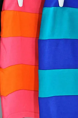 Skirt Mini Striped Orange Fuchsia Color Block Stretch Casual Sexy Summer