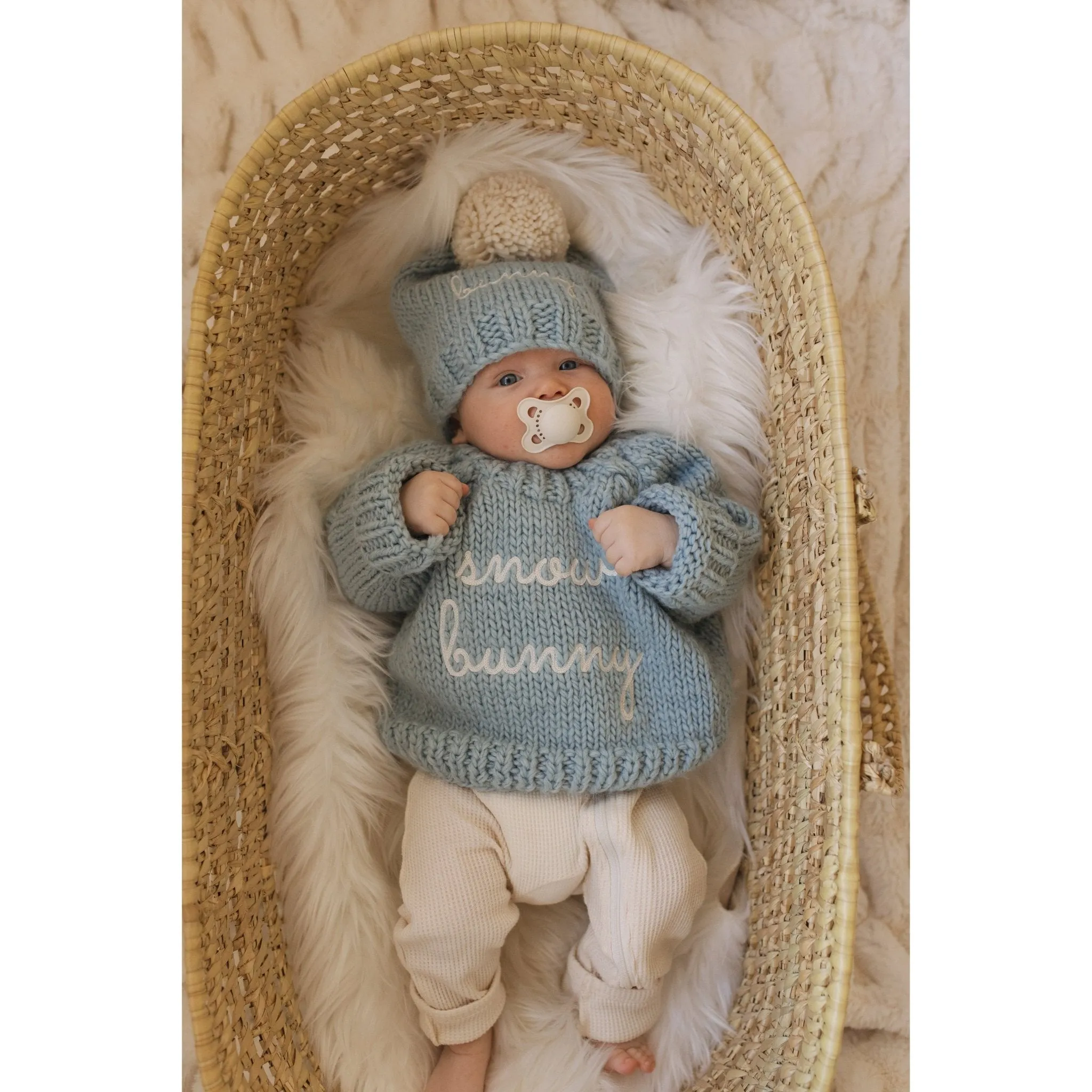 Snow Bunny Surf Blue Beanie Hat for Baby & Kids