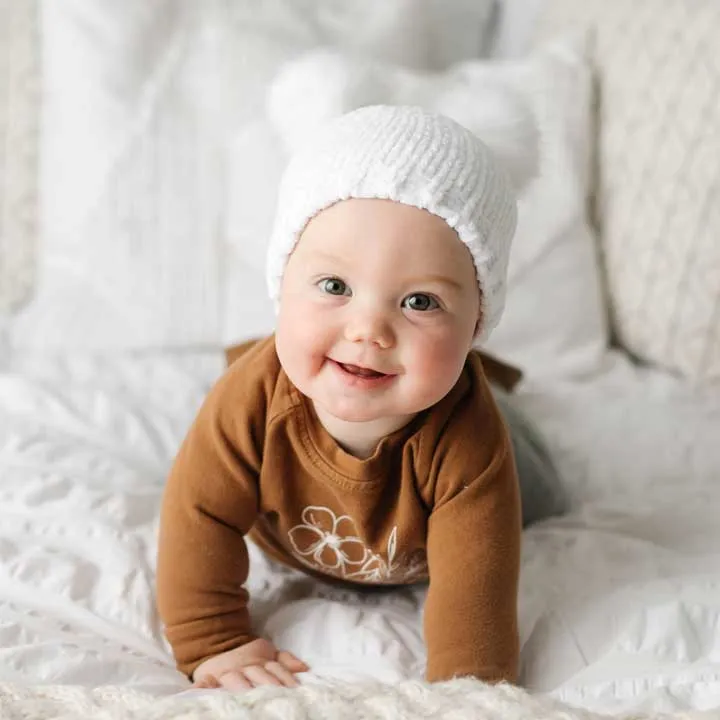 Snowy White Chenille Beanie Hat for Babies, Toddlers & Kids