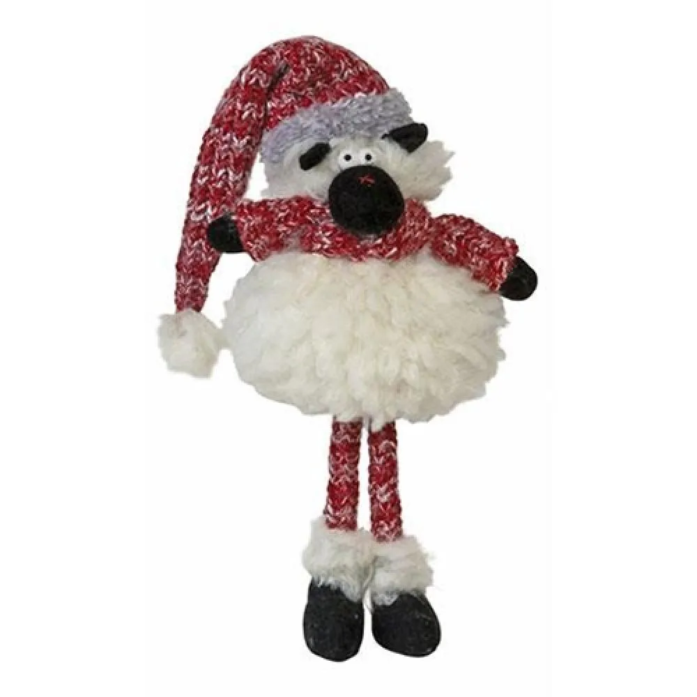 *Standing Fluffy Sheep with Red Knit Hat