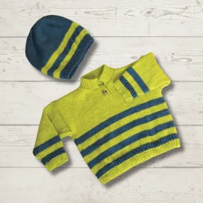 Striped Sweater & Hat Knitting Pattern (K440)