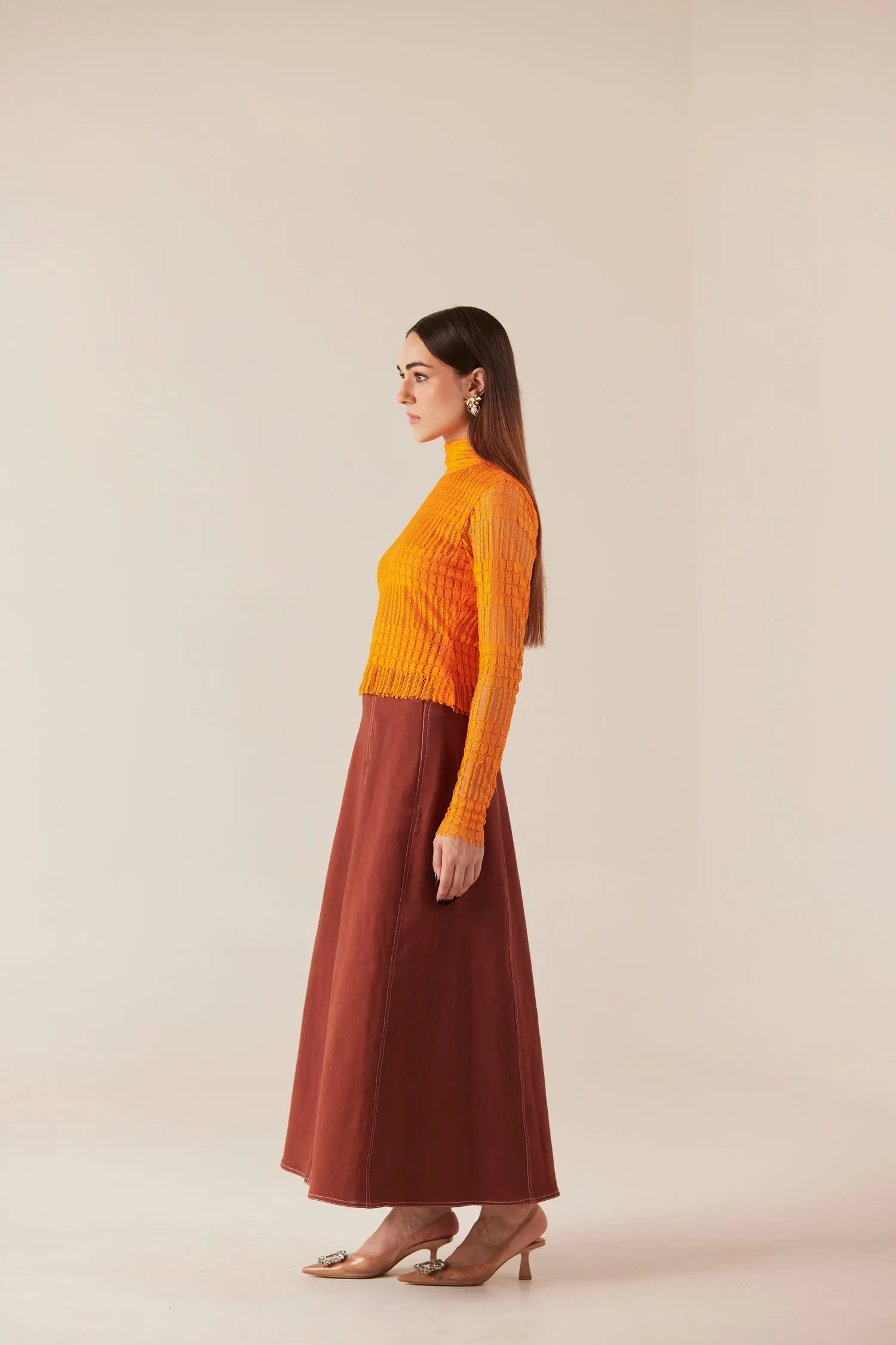 Sunset Serenade Lace Top & Denim Skirt Co Ord