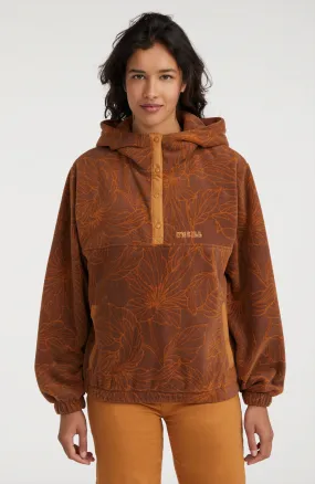 Superfleece Half Zip Hoodie | Brown Flower