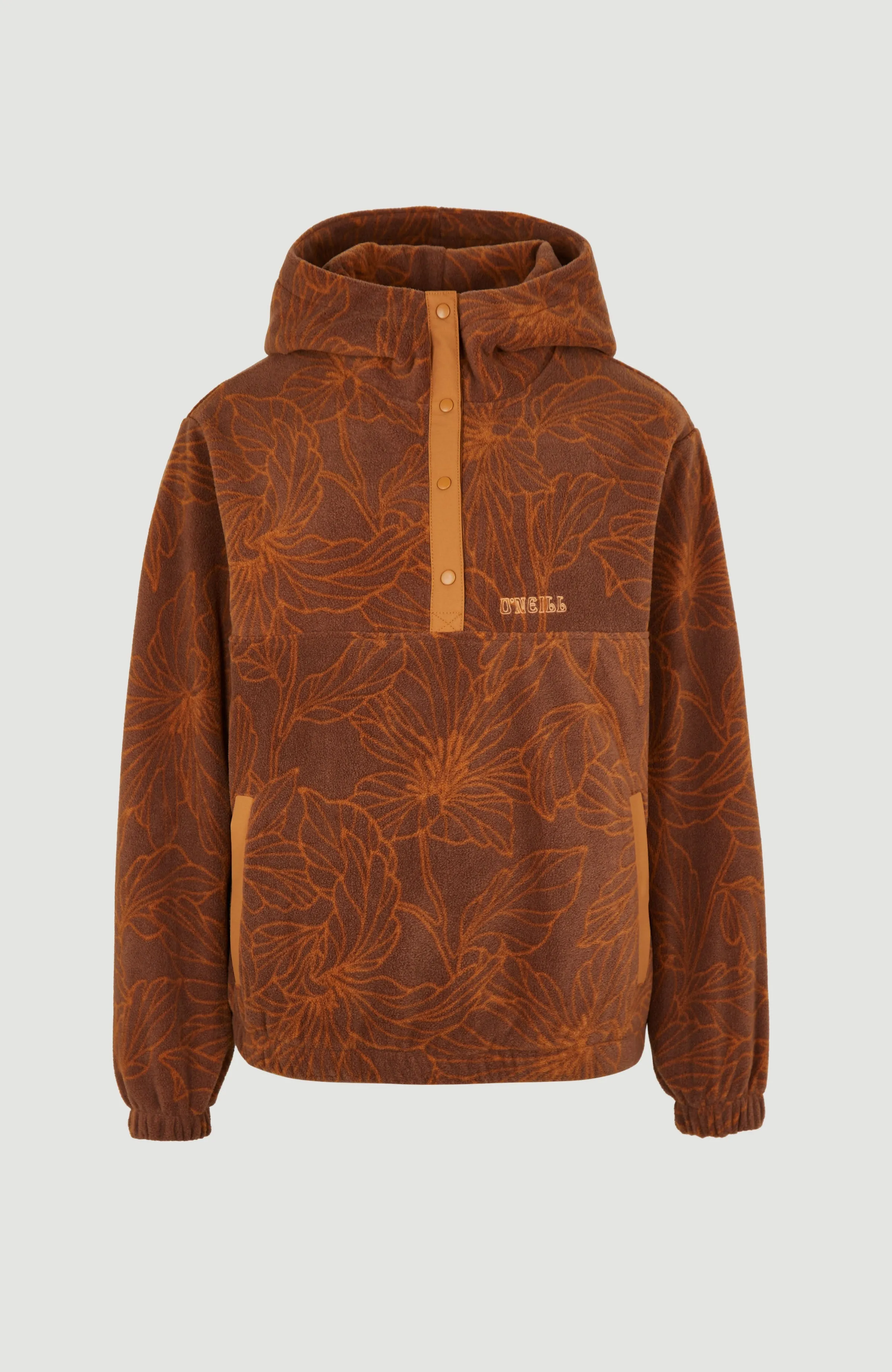 Superfleece Half Zip Hoodie | Brown Flower