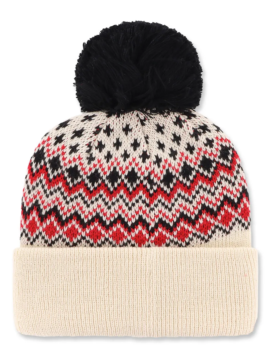 Texas Tech Double T "Elsa" Fair Isle Cuffed Beanie w/ Pom