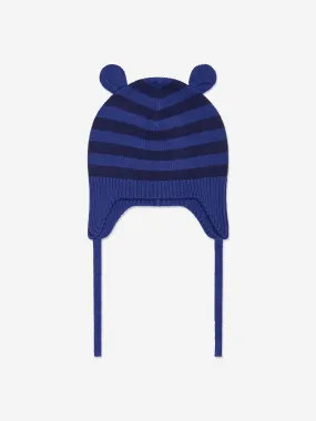 The Bonnie Mob Baby Boys Damson Knit Hat With Ears in Blue