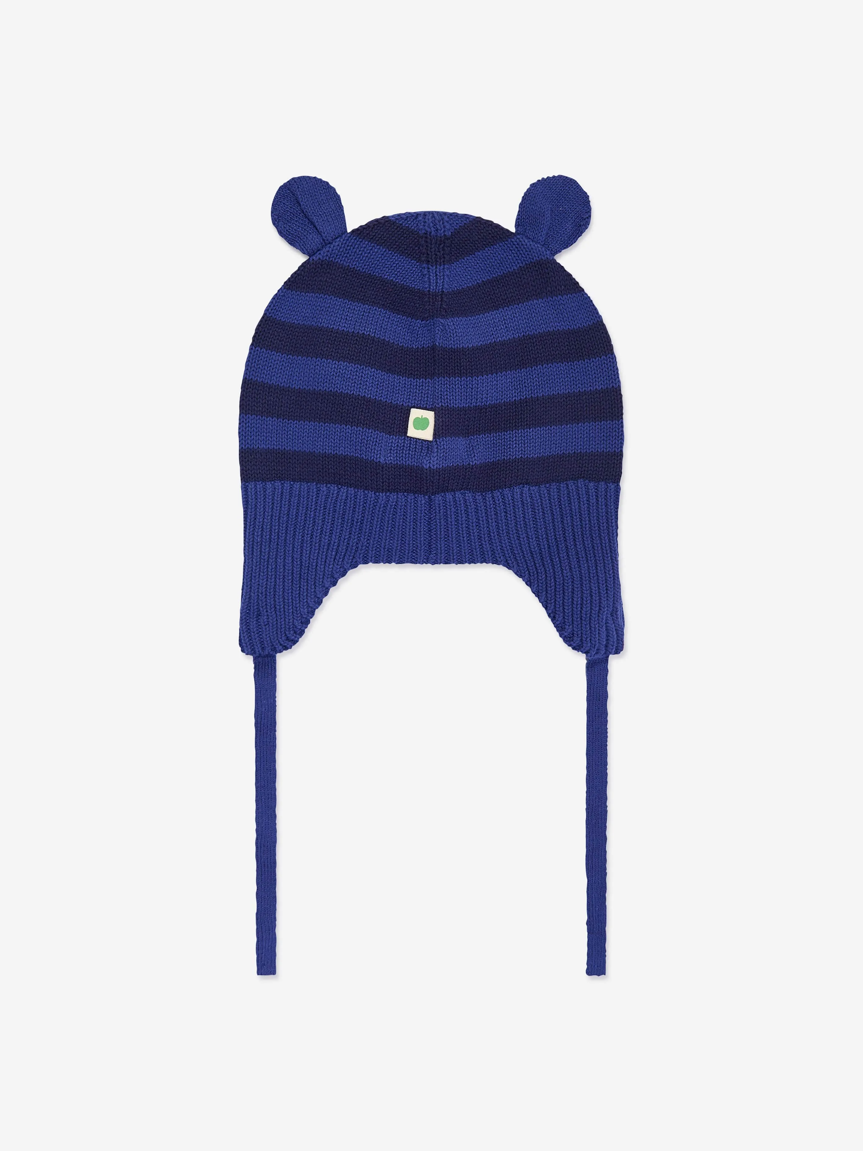 The Bonnie Mob Baby Boys Damson Knit Hat With Ears in Blue