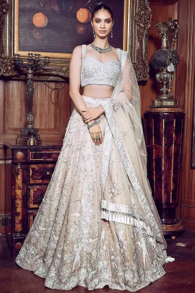 The Contemporary Parsi Aged Peach Lehenga