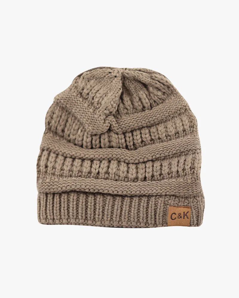 The Hat Depot - Solid Color Stretch Cable Knit Chunky Beanie