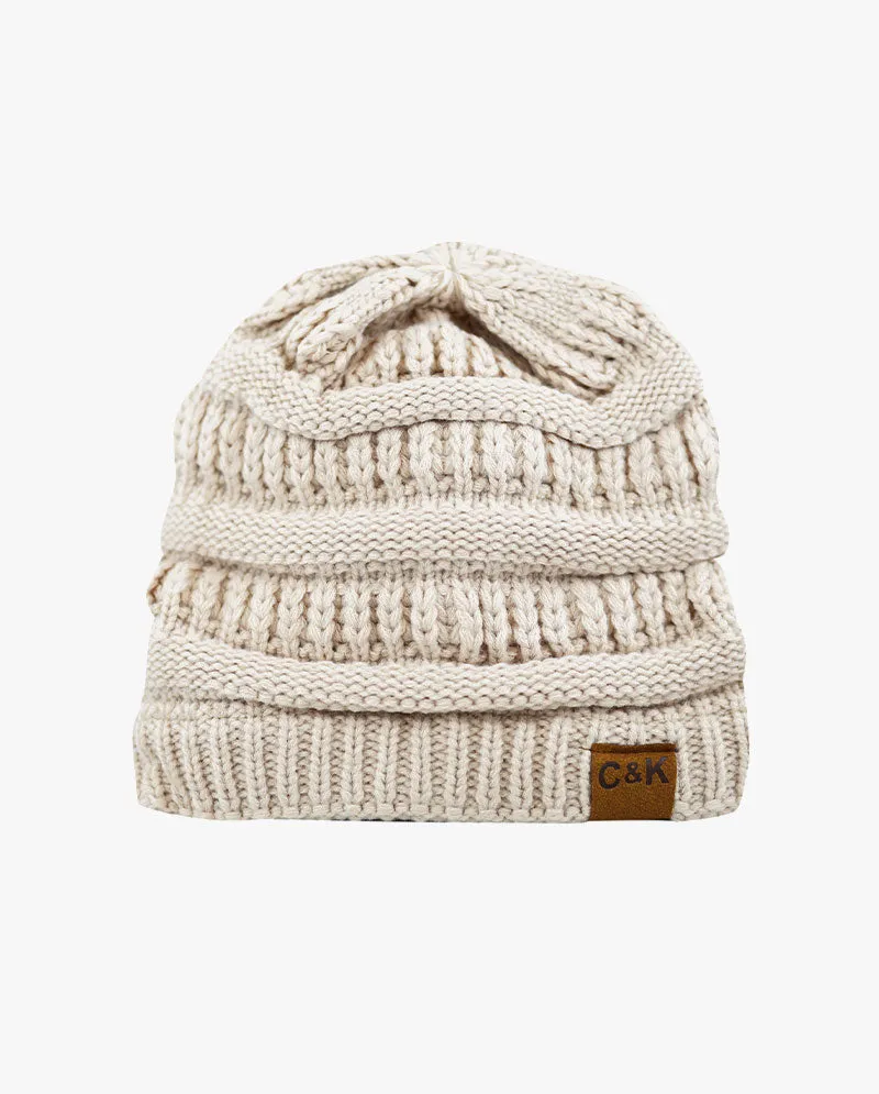 The Hat Depot - Solid Color Stretch Cable Knit Chunky Beanie