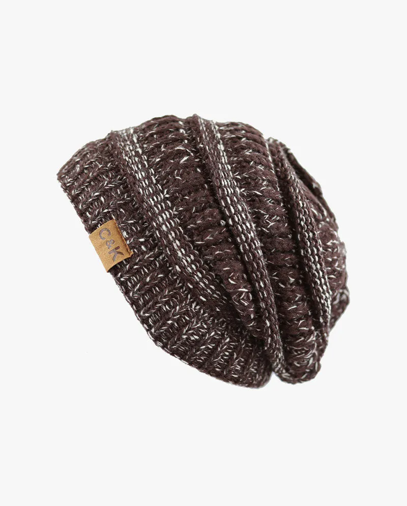 The Hat Depot - Two Tone Stretch Cable Knit Chunky Beanie S12