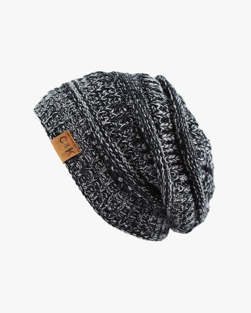 The Hat Depot - Two Tone Stretch Cable Knit Chunky Beanie S12