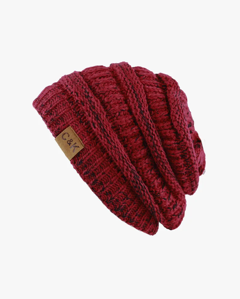 The Hat Depot - Two Tone Stretch Cable Knit Chunky Beanie S12