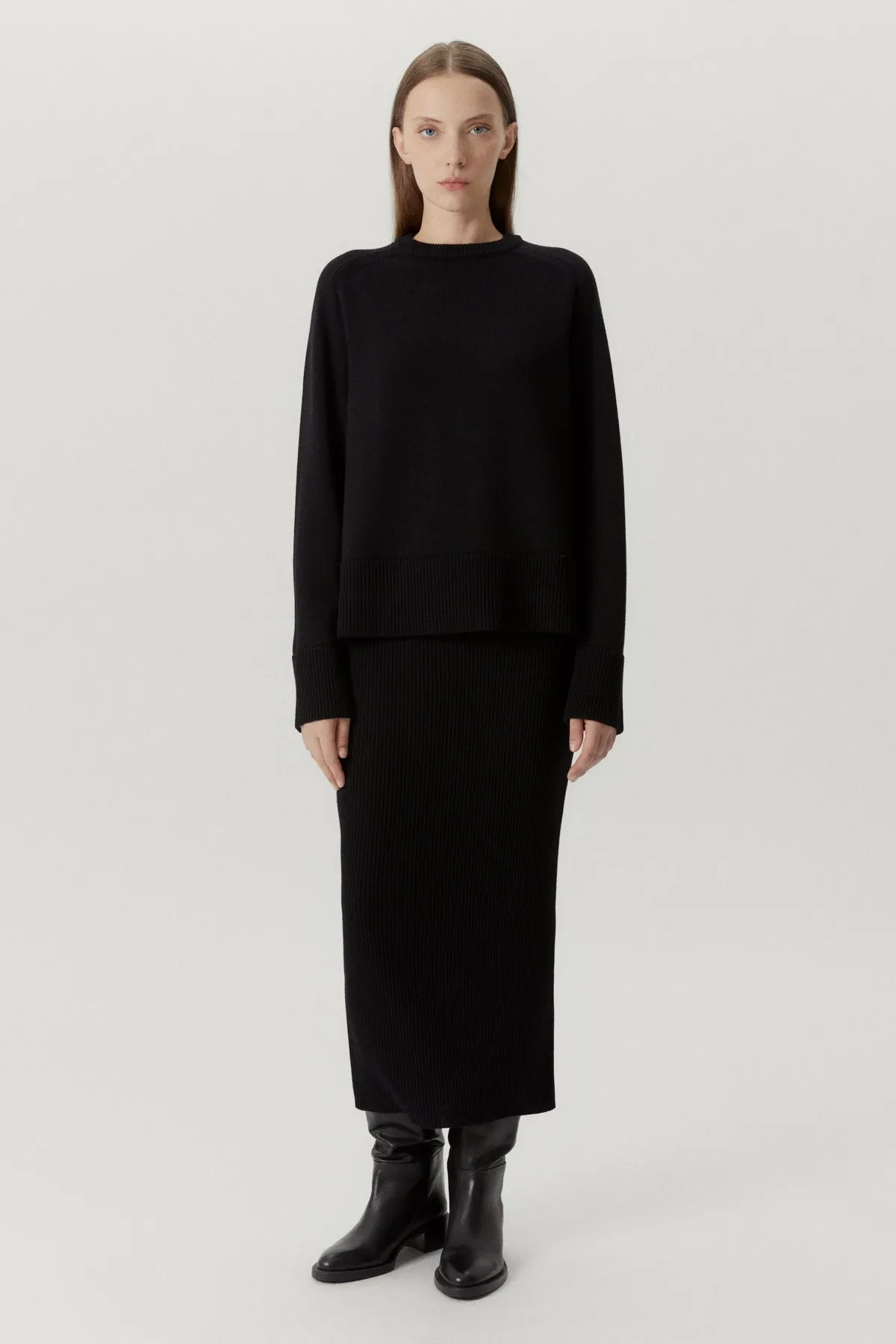 The Merino Wool Ribbed Skirt