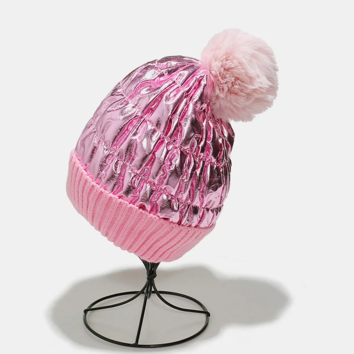 Thermal Knit Hat with Pompom