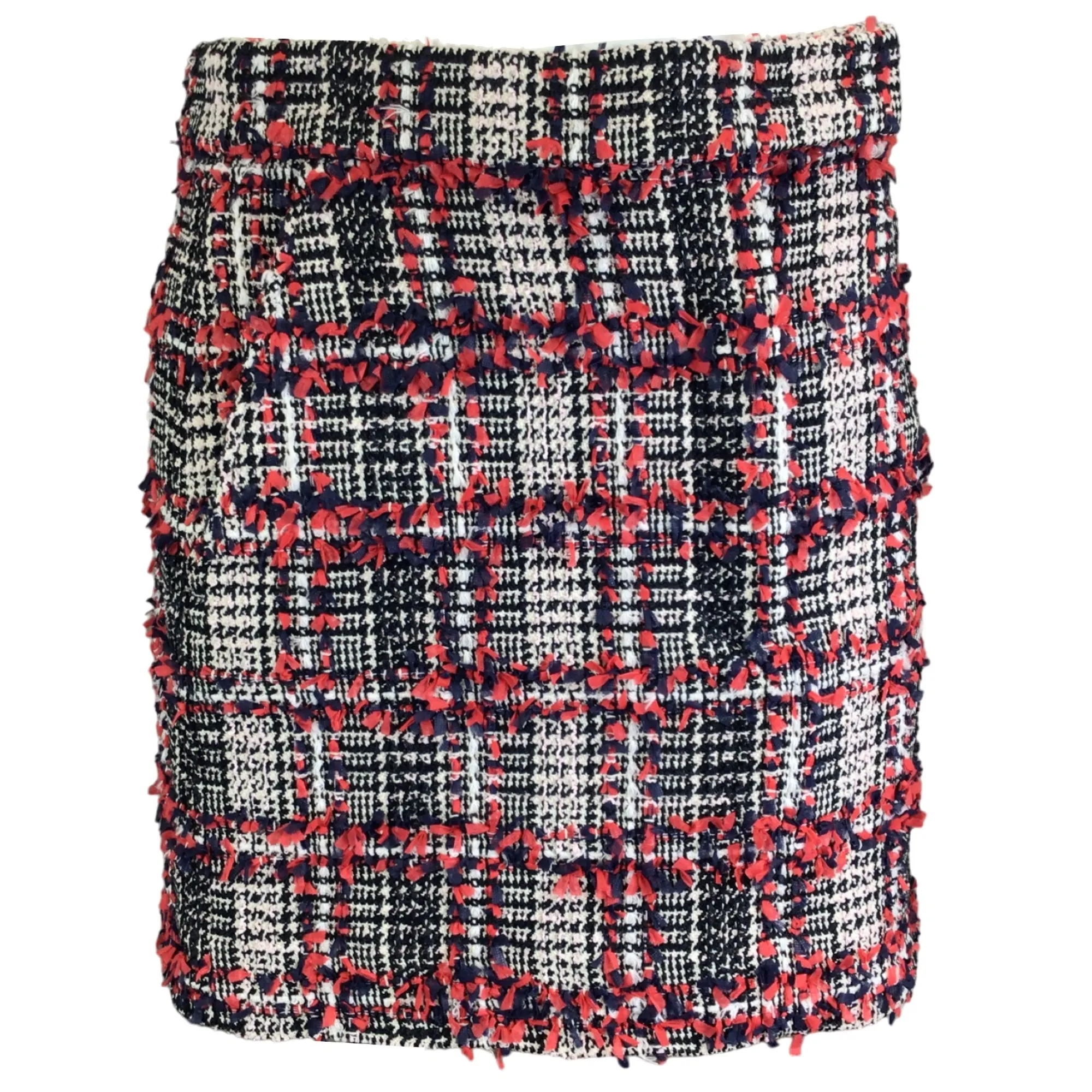 Thom Browne Red / White / Black Prince of Wales Checked Tweed Mini Skirt