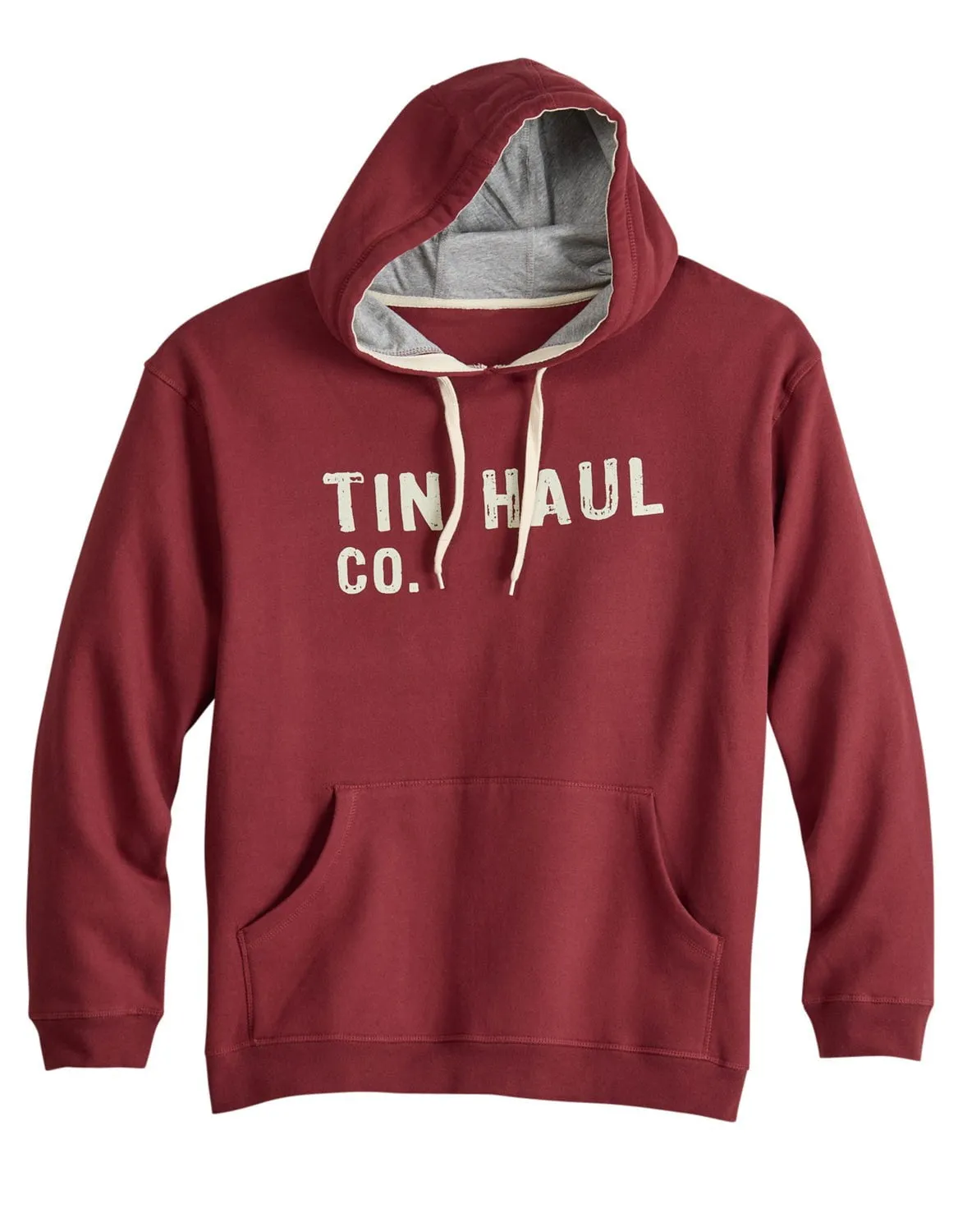 Tin Haul Mens Sueded Heather Oxblood Cotton Blend Hoodie