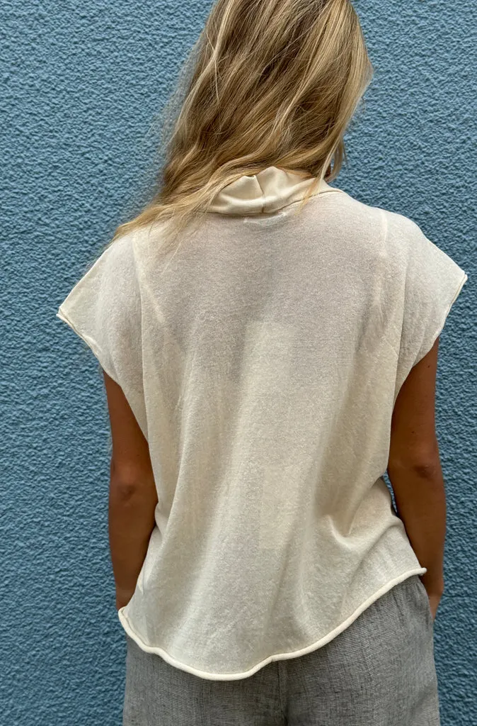 Transit V Neck Knit Cardi in Milk