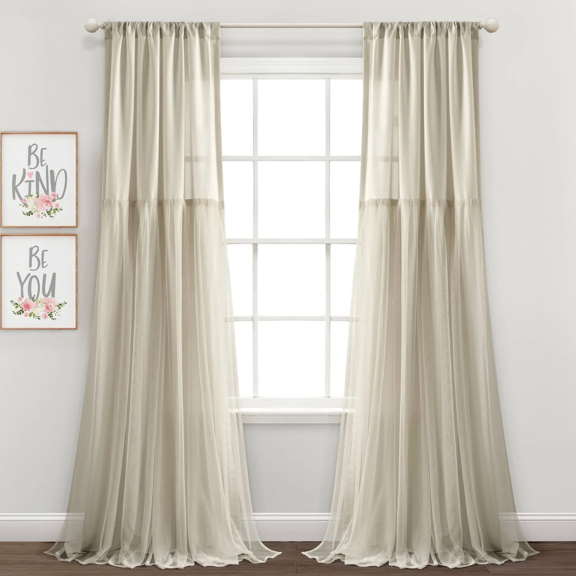 Tulle Skirt Solid Window Curtain Panel Set