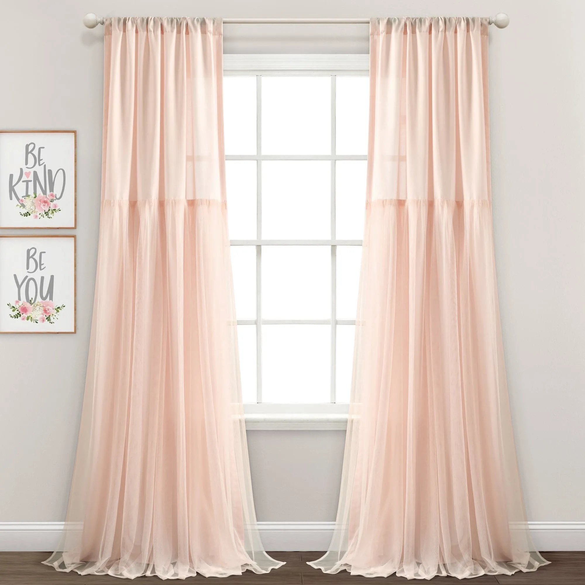 Tulle Skirt Solid Window Curtain Panel Set