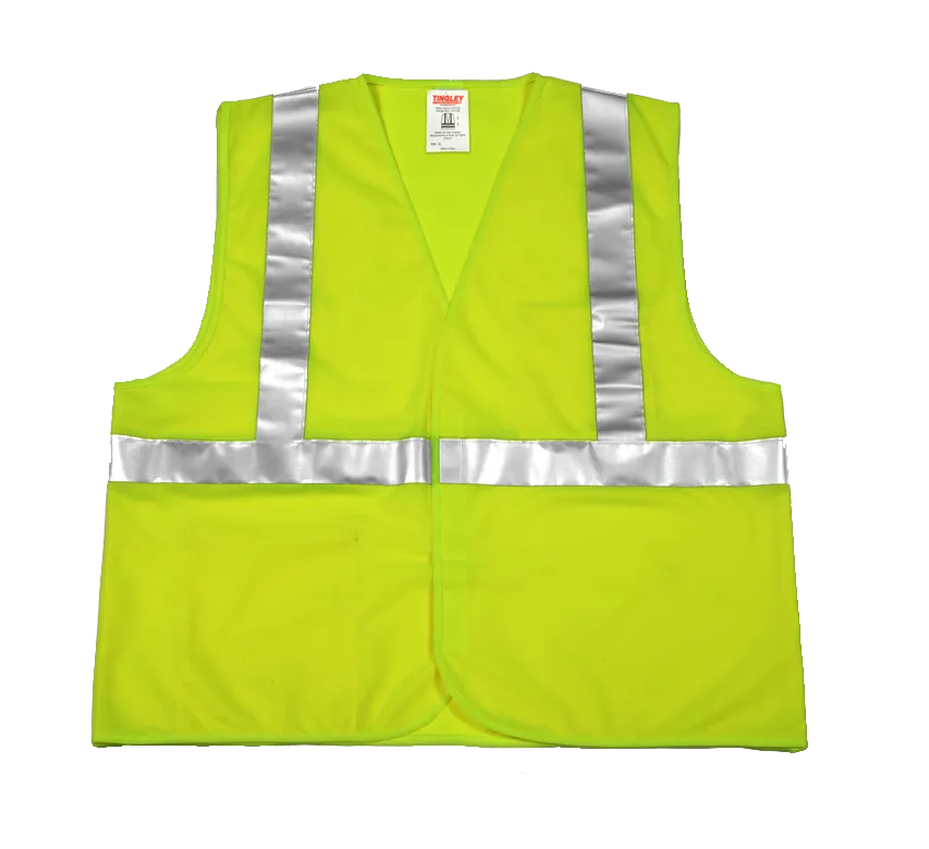 Type R Class 2 Vest - Fluorescent Yellow-Green - Polyester Solid  - Hook & Loop Closure - 2 Interior Pockets - Silver Reflective Tape